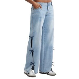 PTCL Wide Leg Jeans with Bow Accents
